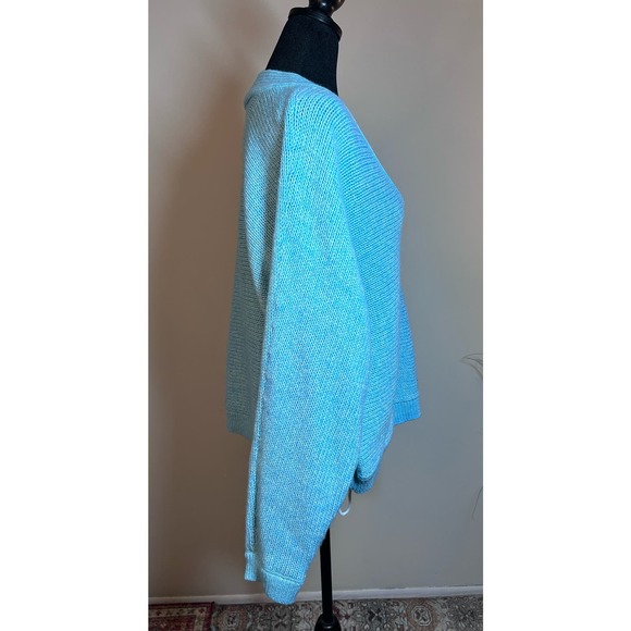 Cabi Frosty Pullover Aqua Sweater V-Neck Cable Knit Dolman Sleeve 4282 Size L - Picture 4 of 6
